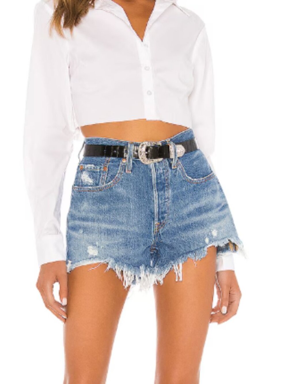 Levi's 501 Original Short Distressed Denim Medium Wash Size 25